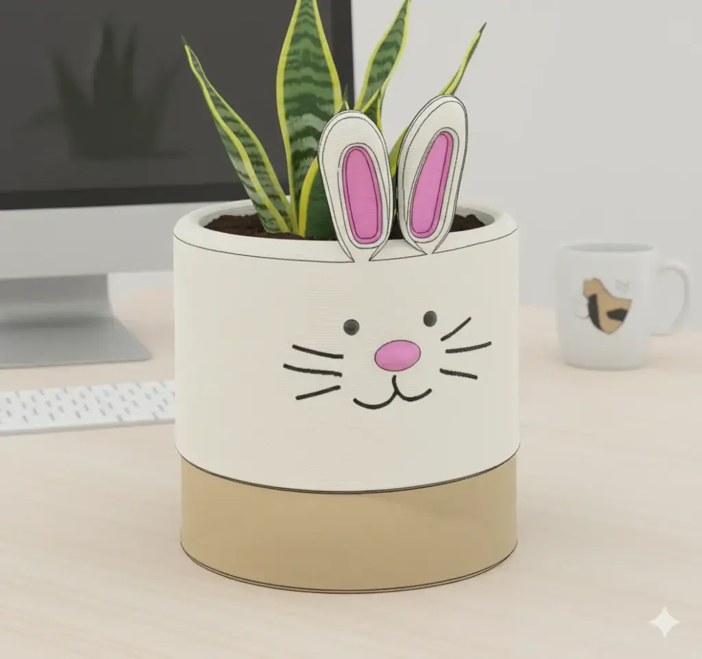 The Two - Tone Bunny Planter 