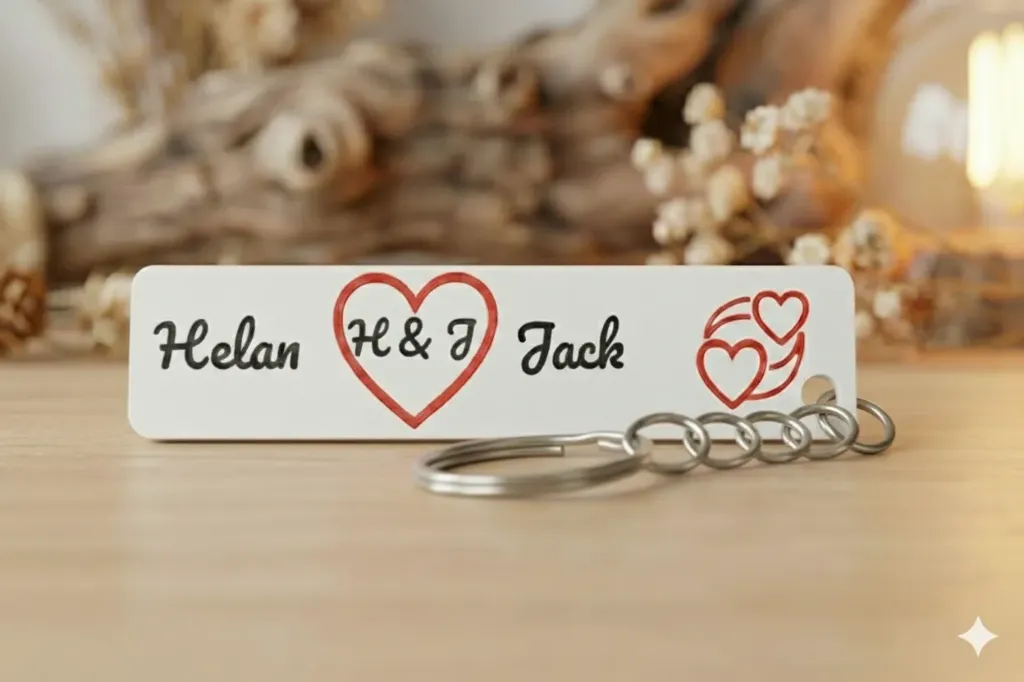 Valentines Day Customized Key Chain, Pair 2 Nos